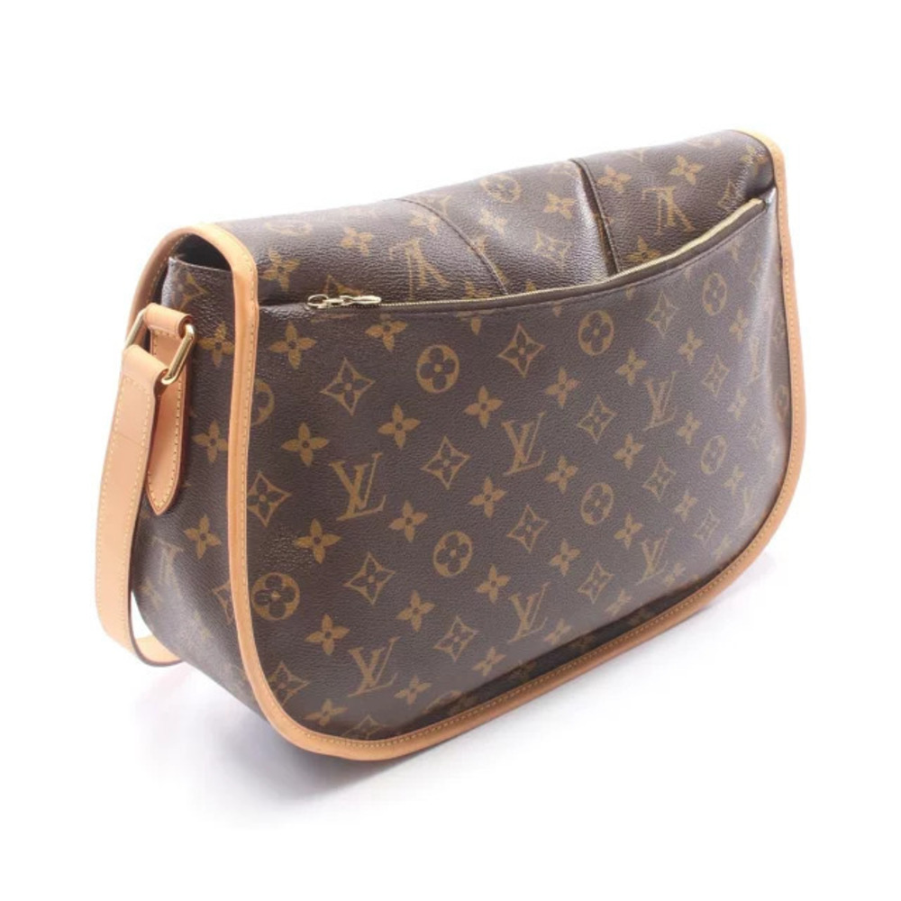 Louis Vuitton Leather Monogram Menilmontant Canvas Brown Shoulder Bag Brown